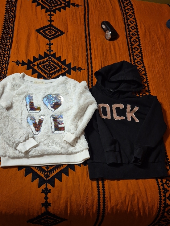 btween Other - btween White Sequin LOVE Plush Sweatshirt, Black Hoodie, Size 10.